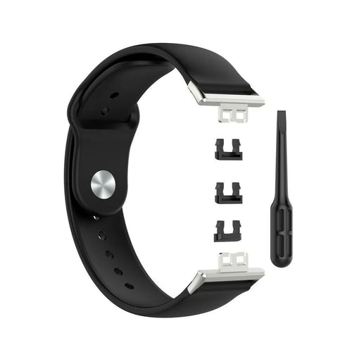 Silicone Sport Strap, laid flat, separate parts, top and underside view