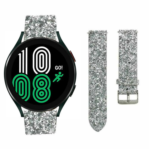 Leather Strap with Glitters, laid flat, separate parts, top and underside view