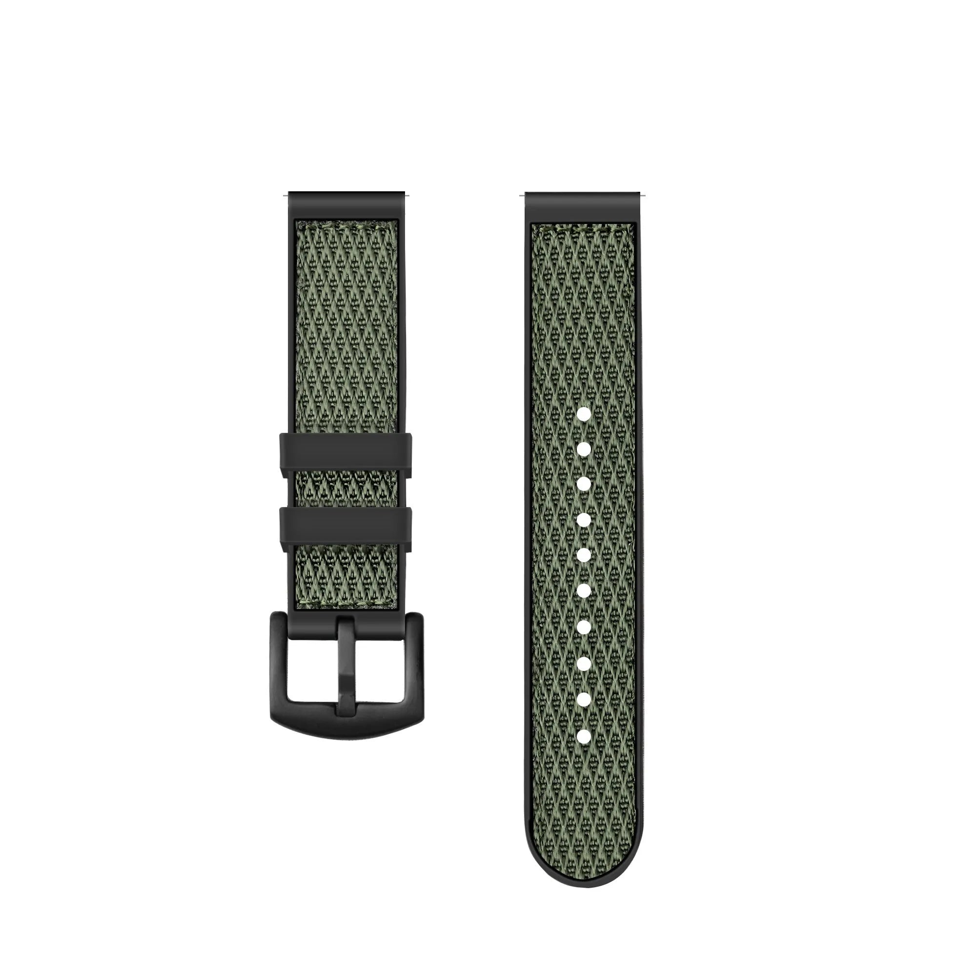Nylon Hybrid Strap, laid flat, separate parts, top and underside view