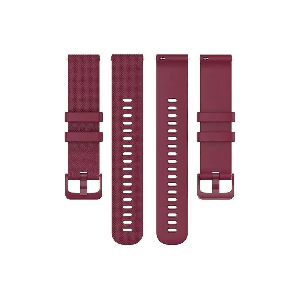 Premium Silicone Strap, laid flat, separate parts, top and underside view
