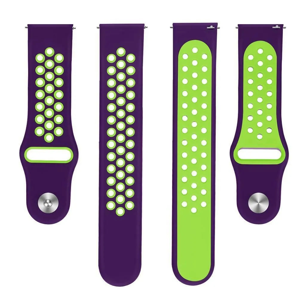 Silicone Sport Strap, laid flat, separate parts, top and underside view