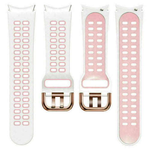 Silicone Squared Sport Strap, laid flat, separate parts, top and underside view