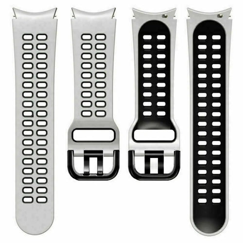Silicone Squared Sport Strap, laid flat, separate parts, top and underside view