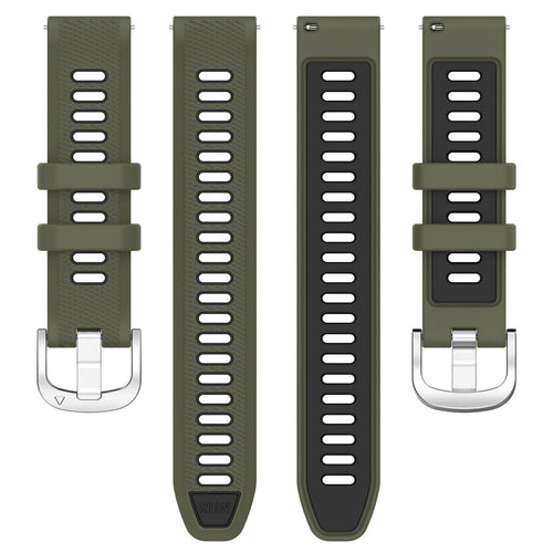 Silicone Buckled Sport Strap, laid flat, separate parts, top and underside view