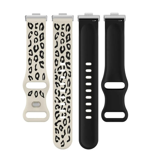 Leopard Pattern Silicone Strap, laid flat, separate parts, top and underside view