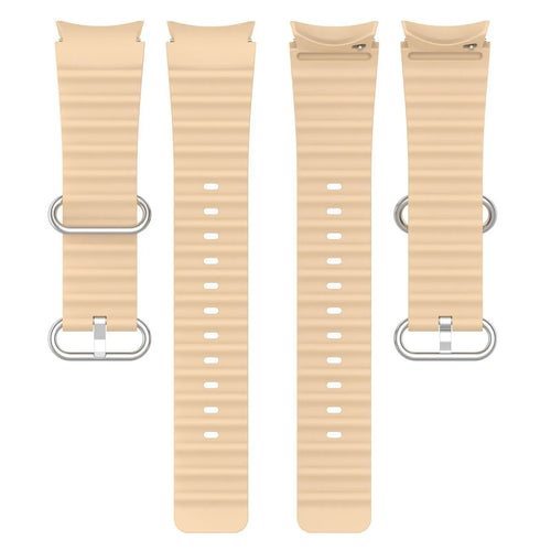 Silicone Ocean Strap, laid flat, separate parts, top and underside view