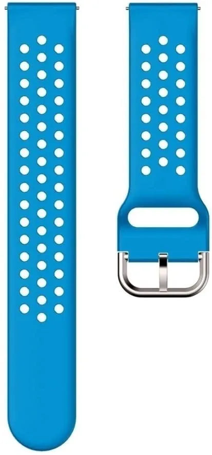Breathable Silicone Strap, laid flat, separate parts, top and underside view
