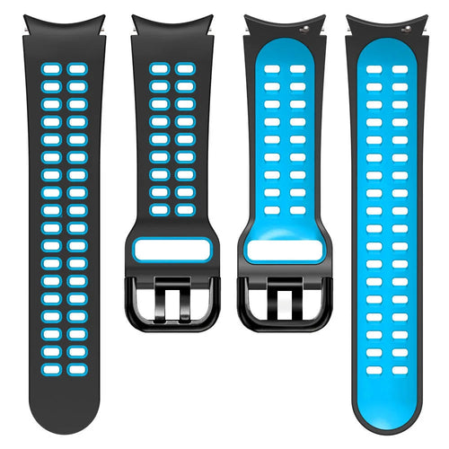 Silicone Squared Sport Strap, laid flat, separate parts, top and underside view