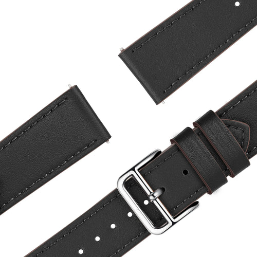 Leather Strap 'Deluxe', black, laid flat, joined, 45° top view