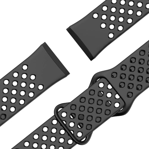 Silicone Sport Strap 'Air', black, laid flat, joined, 45° top view