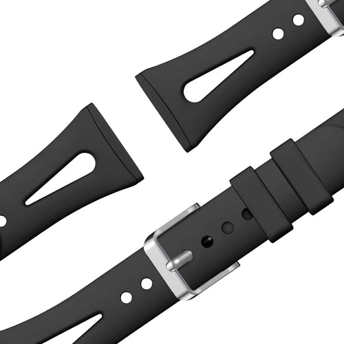 Silicone Strap 'Slim', black, laid flat, joined, 45° top view