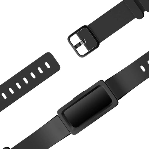 Silicone Strap, black, laid flat, joined, 45° top view