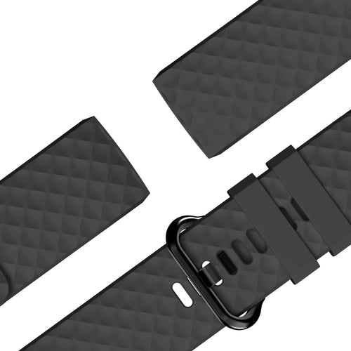 Silicone Strap 'Classic', black, laid flat, joined, 45° top view