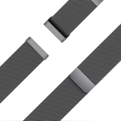 Milanese Loop Strap, black, laid flat, joined, 45° top view
