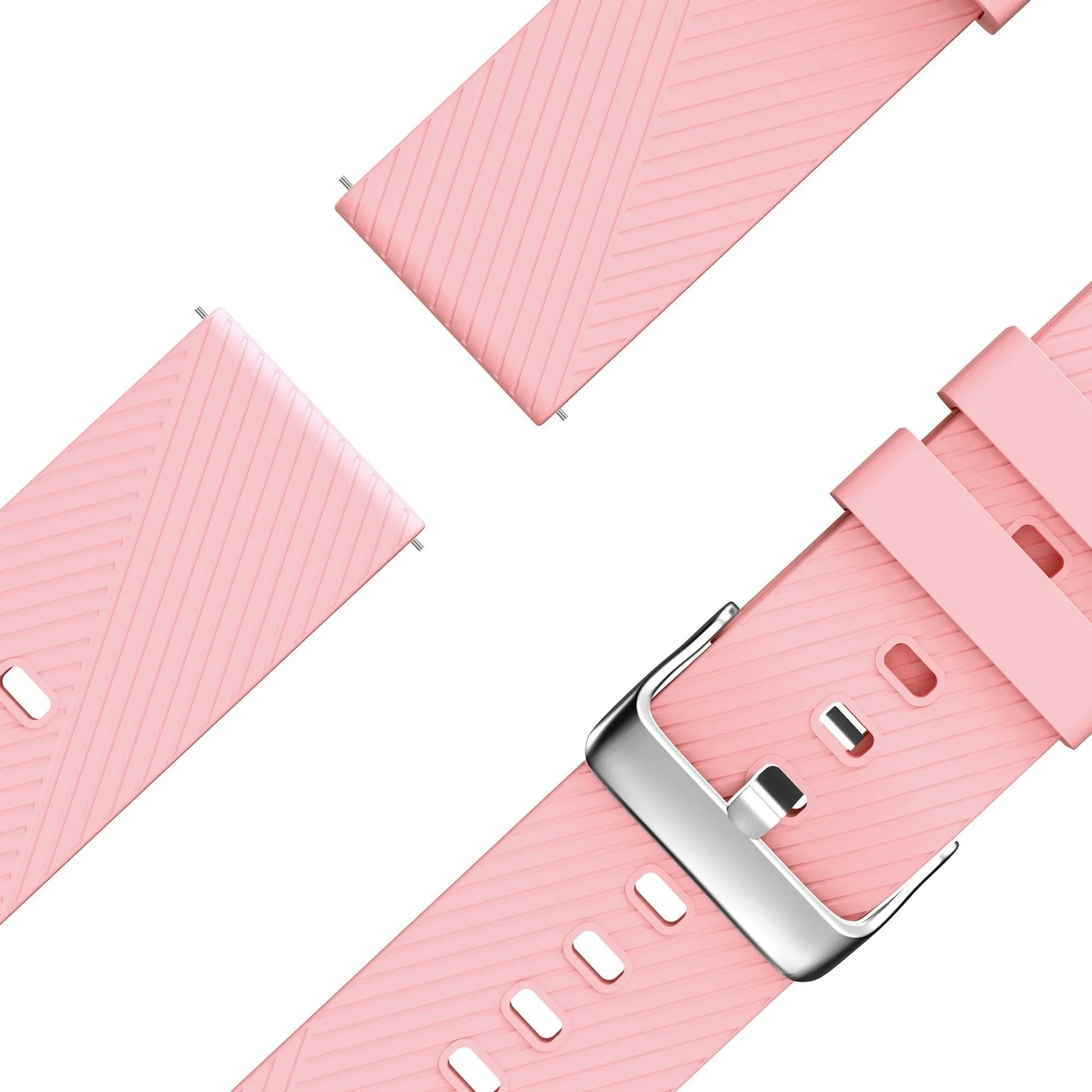 Silicone Strap 'Deluxe', pink, laid flat, joined, 45° top view