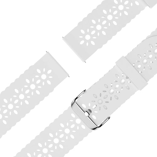 Patterned Silicone Strap, white, laid flat, joined, 45° top view