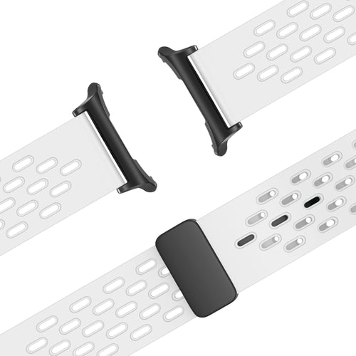 Silicone D-Buckle Sport Strap 'Air', white, laid flat, joined, 45° top view