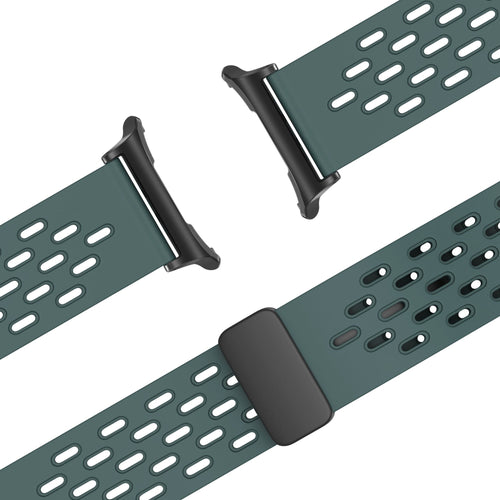 Silicone D-Buckle Sport Strap 'Air', viridian, laid flat, joined, 45° top view