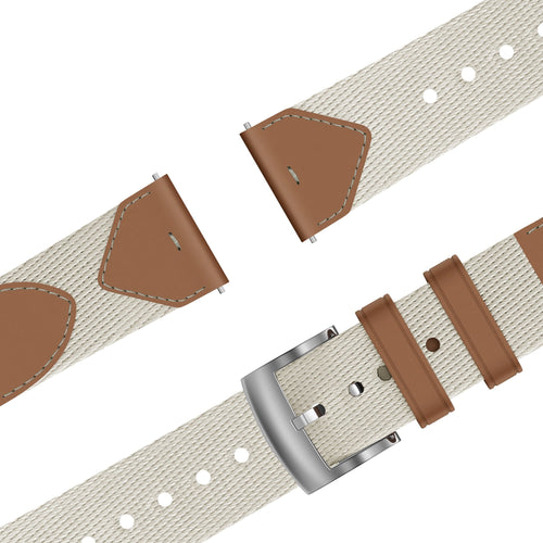 Bandz Huawei Watch GT 5 - 41mm Leather Hybrid Strap 'Easy Fit' (Beige/Brown)