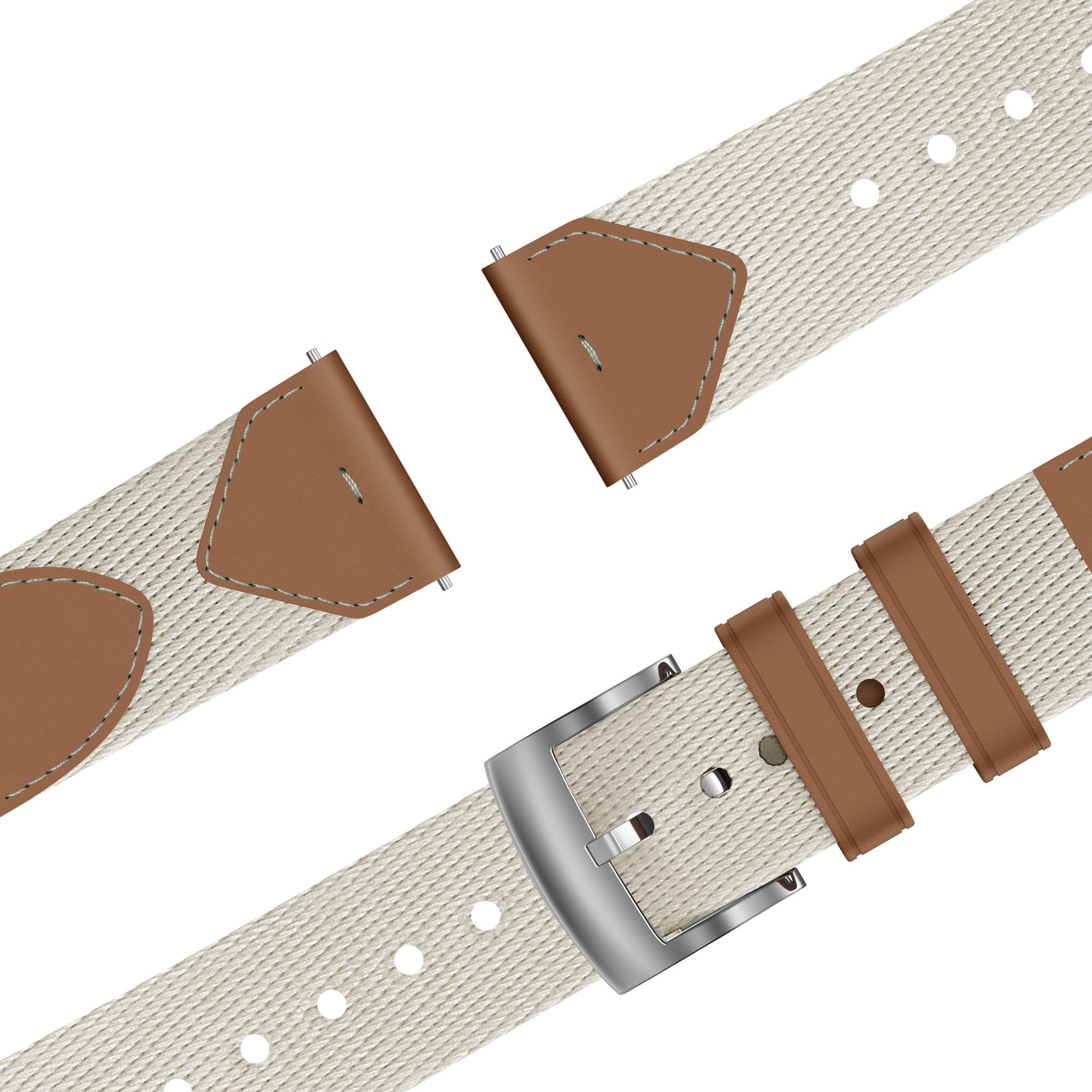 Bandz Huawei Watch GT 5 - 41mm Leather Hybrid Strap 'Easy Fit' (Beige/Brown)