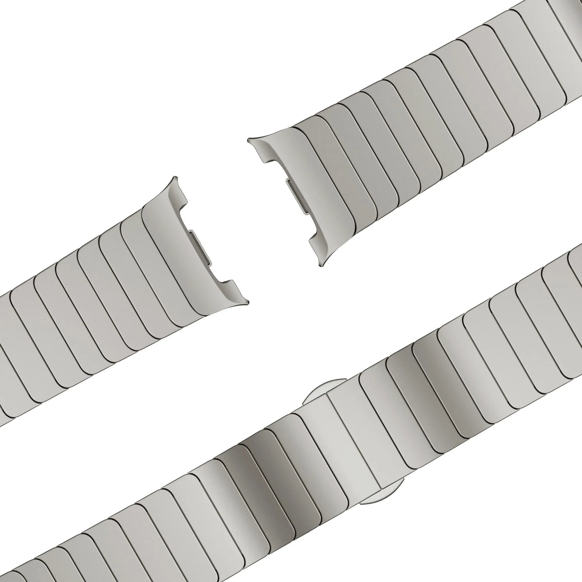 Steel Strap 'One Bead', titanium, laid flat, joined, 45° top view
