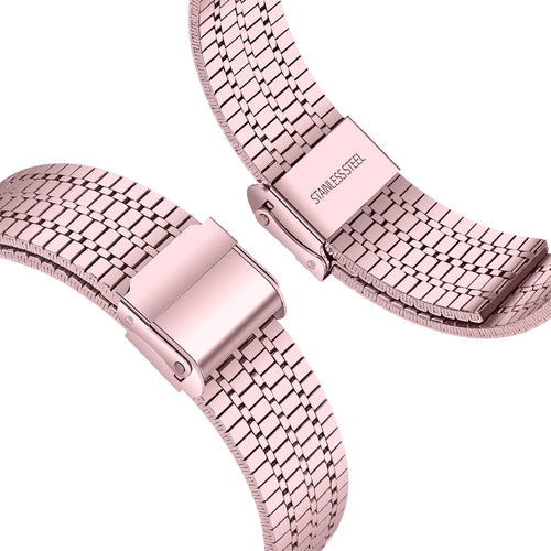 Fine Steel Strap, pink, laid flat, joined, 45° top view