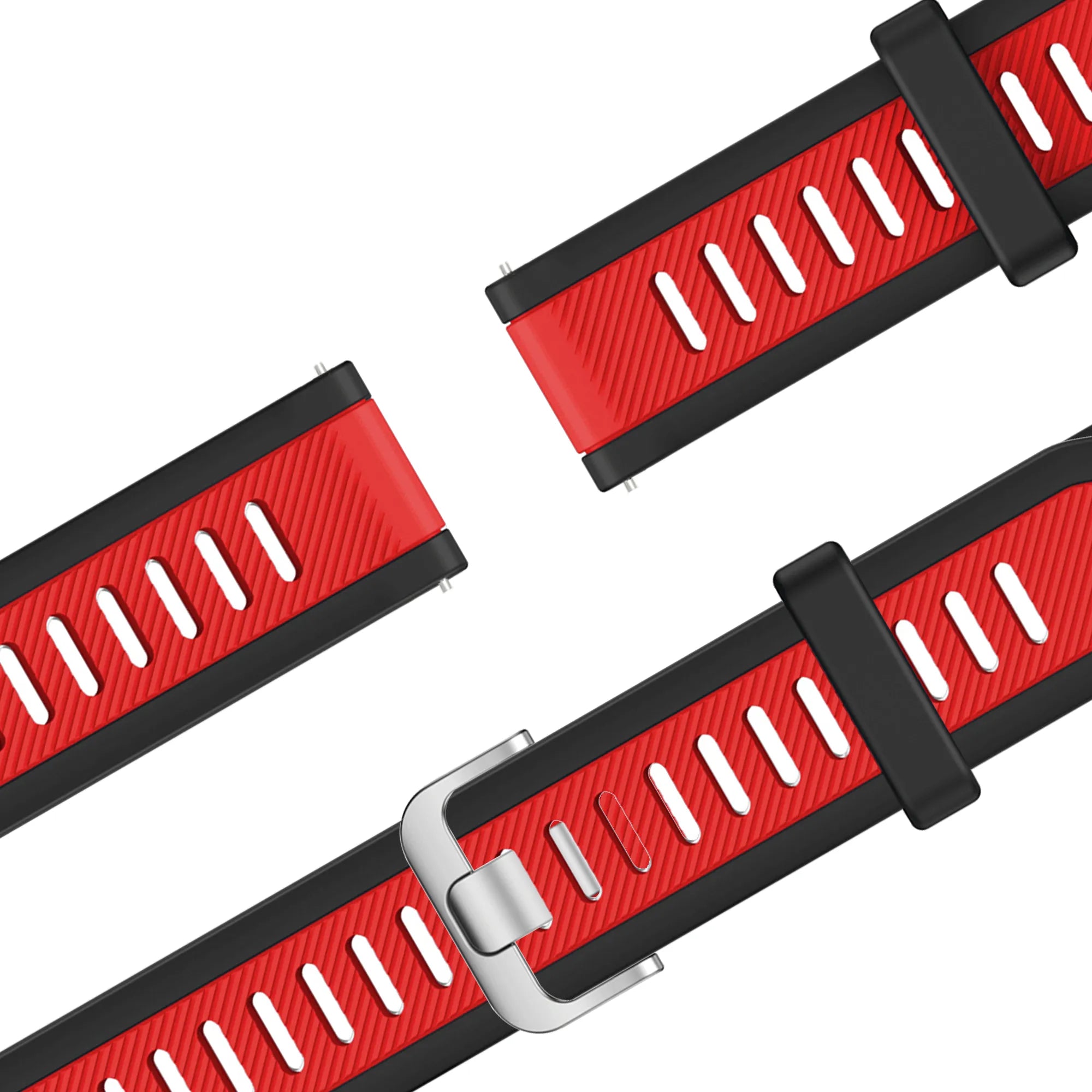 Bandz Garmin Forerunner 570 - 47mm Dual Buckled Sport Strap (Black/Red)