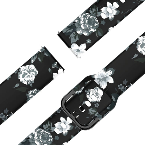 Bandz Garmin Forerunner 265s Silicone Strap 'Grey Flower'