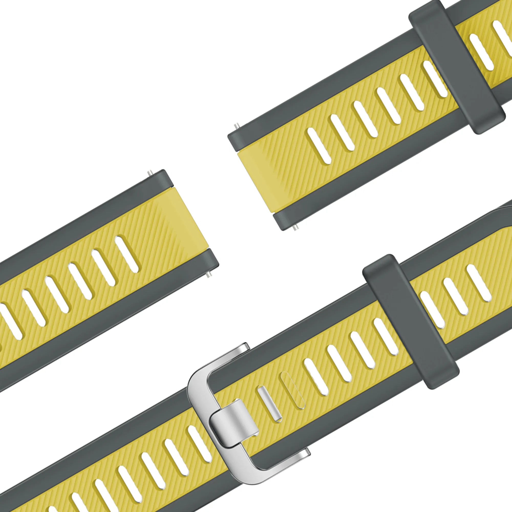 Bandz Garmin Venu 2 Dual Buckled Sport Strap (Grey/Yellow)