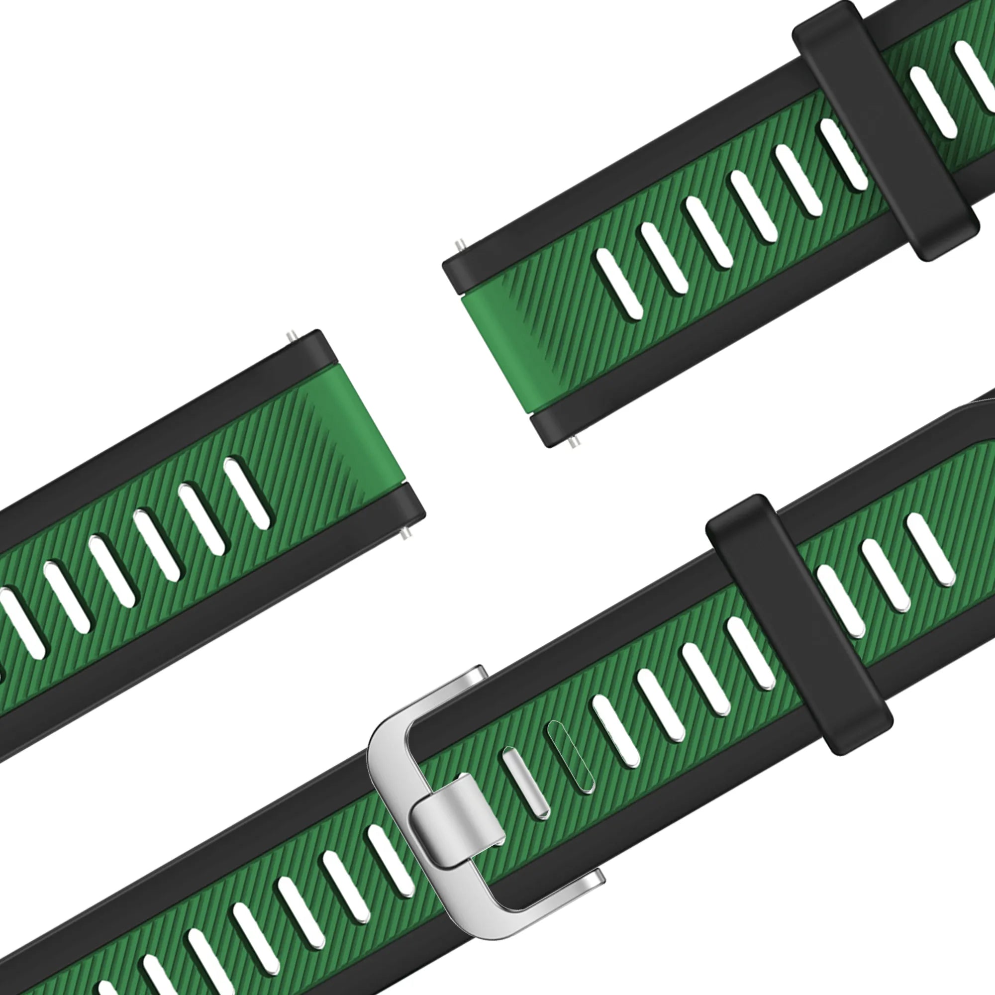 Bandz Garmin Vivoactive 4 Dual Buckled Sport Strap (Black/Green)