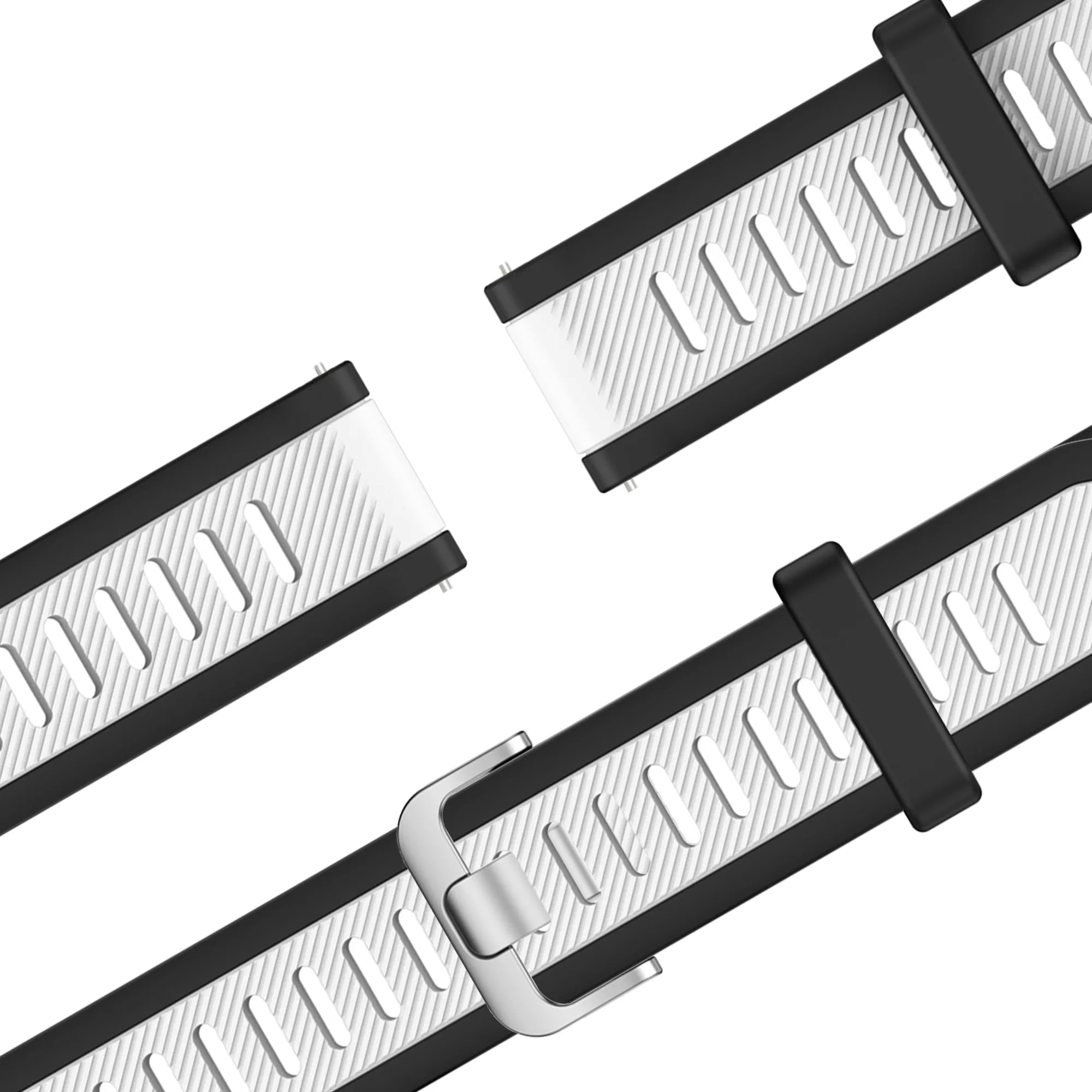 Bandz Garmin Forerunner 570 - 47mm Dual Buckled Sport Strap (Black/White)