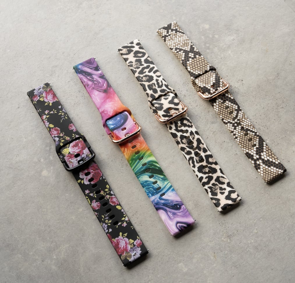 Print Silicone Strap, laid flat, joined, 45° top view