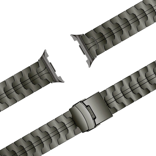 Steel Iron Strap, graphite, laid flat, joined, 45° top view