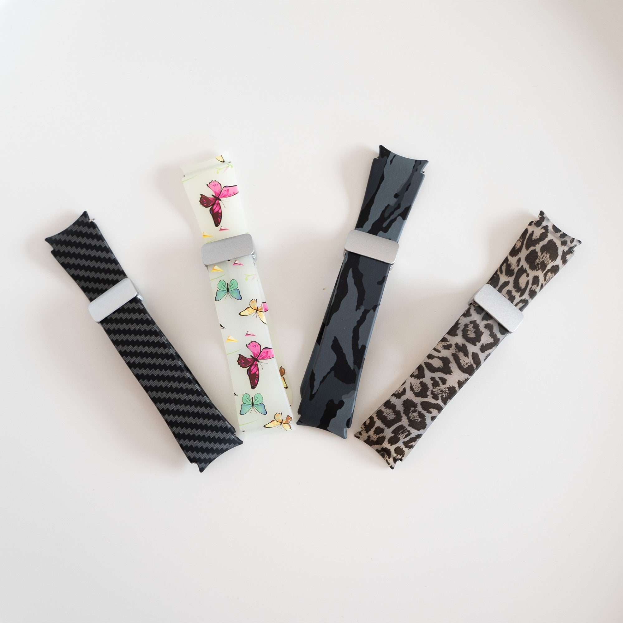 Silicone Magnetic Patterned Strap, laid flat, joined, 45° top view