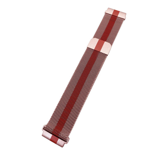 Milanese Strap, red/pink, laid flat, joined, 45° top view