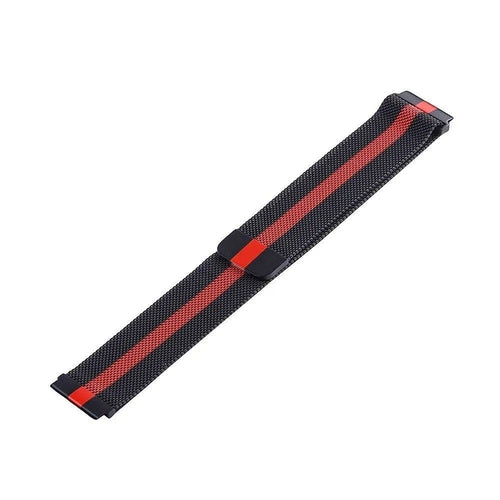 Milanese Strap, black/red, laid flat, joined, 45° top view