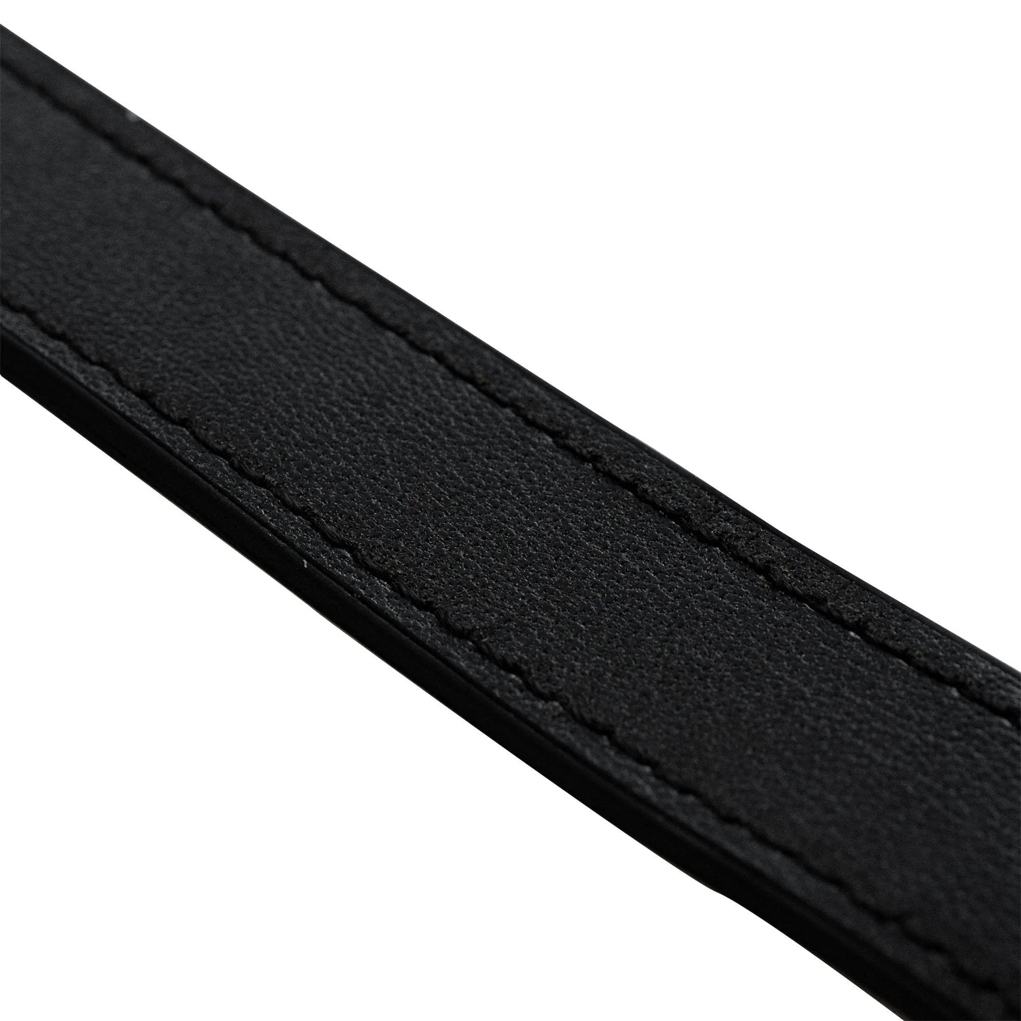 D-Buckle Leather Strap, black, laid flat, joined, 45° top view