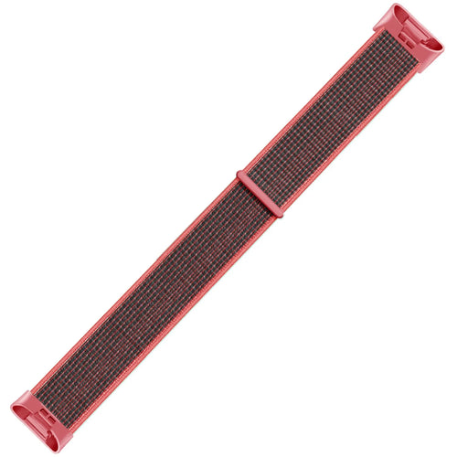 Nylon Strap, black/coral, laid flat, joined, 45° top view