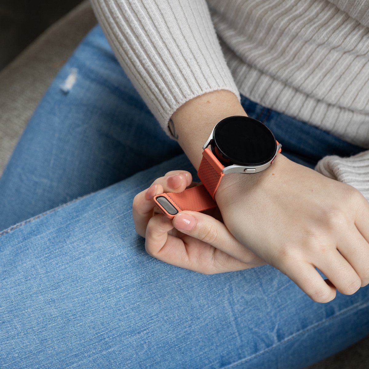 Samsung Galaxy Watch 5 Pro Milanese Strap (Orange)