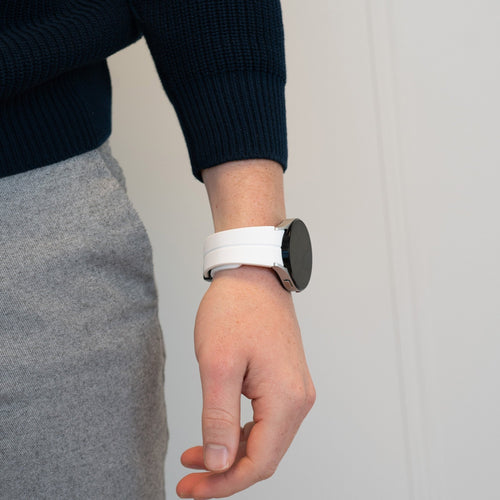 Bandz Samsung Galaxy Watch 4 40mm Silicone Strap with D-Buckle (White)