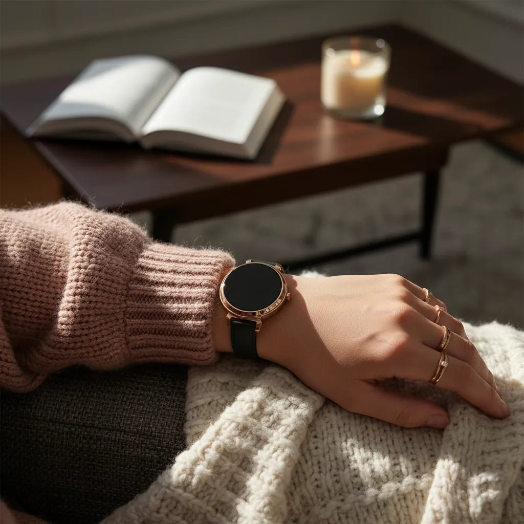 Bandz Pebble Round 2 - 14mm Leather Strap 'Deluxe' (Black)