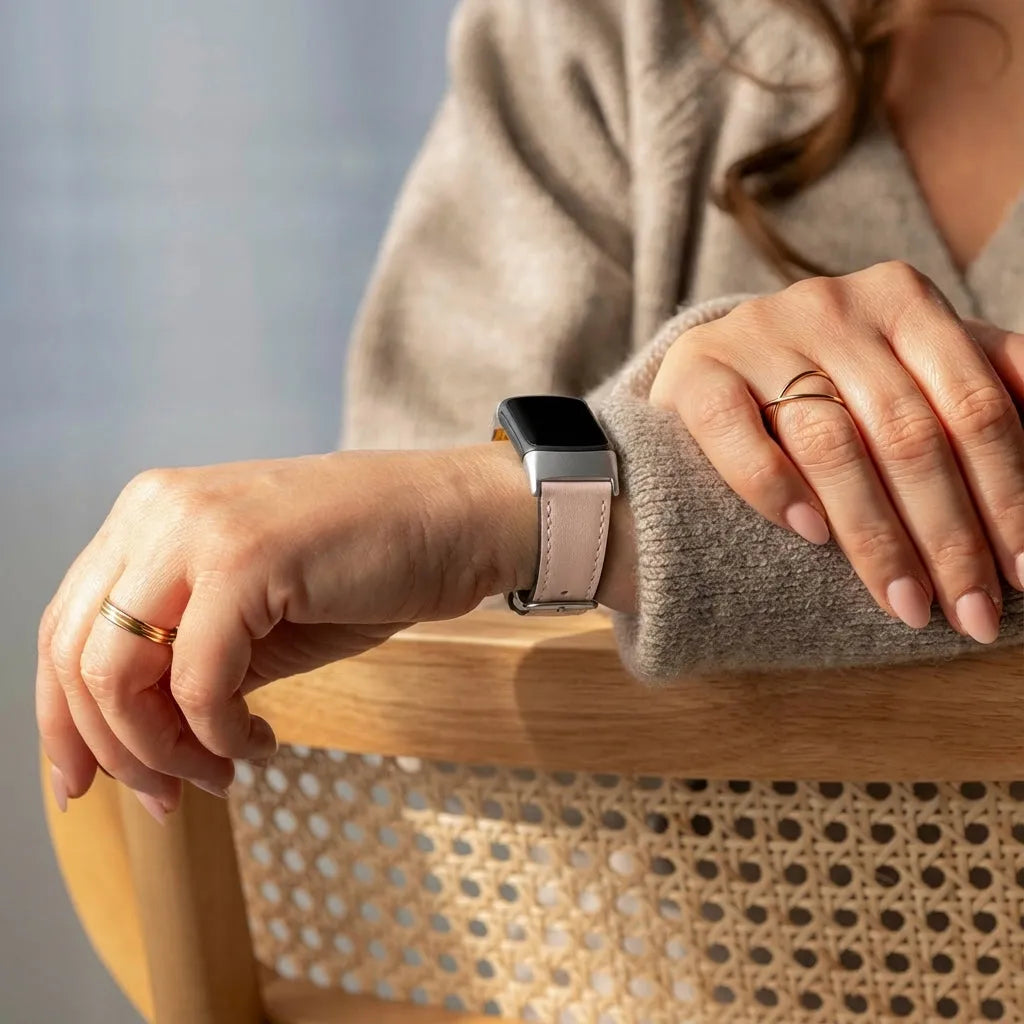 Fitbit Charge 6 Modern Leather Strap (Light Beige)
