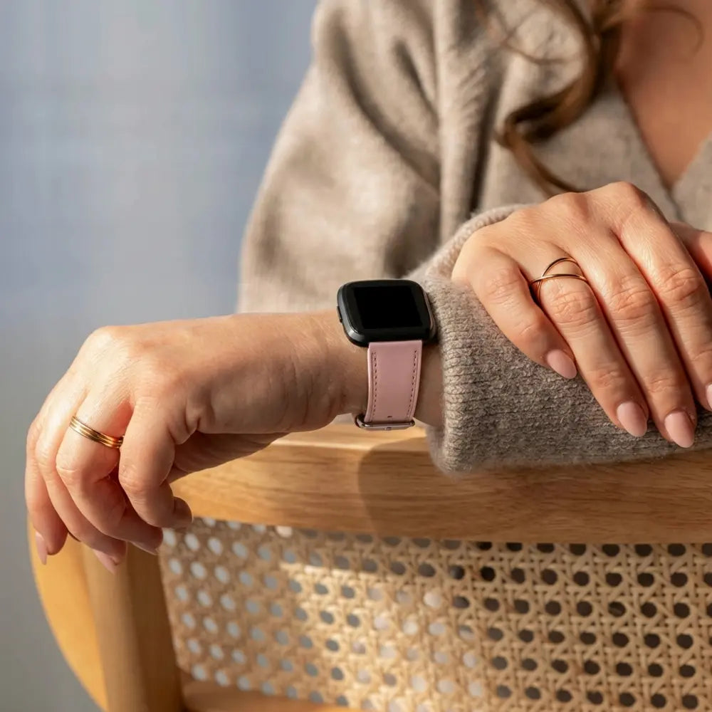 Fitbit Versa 3 Leather Strap (Pink)