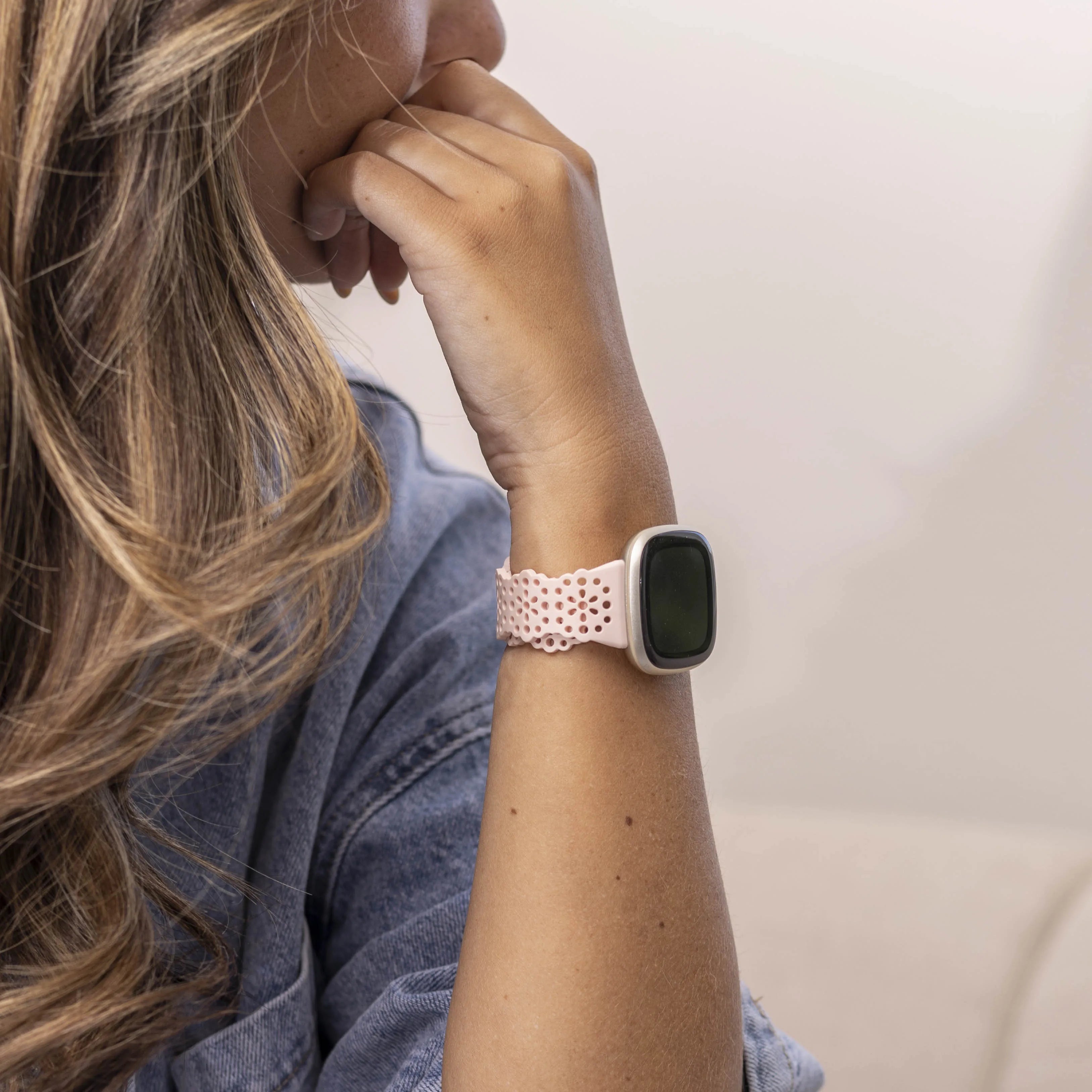 Fitbit Sense Silicone Strap with Pattern (Light Pink)