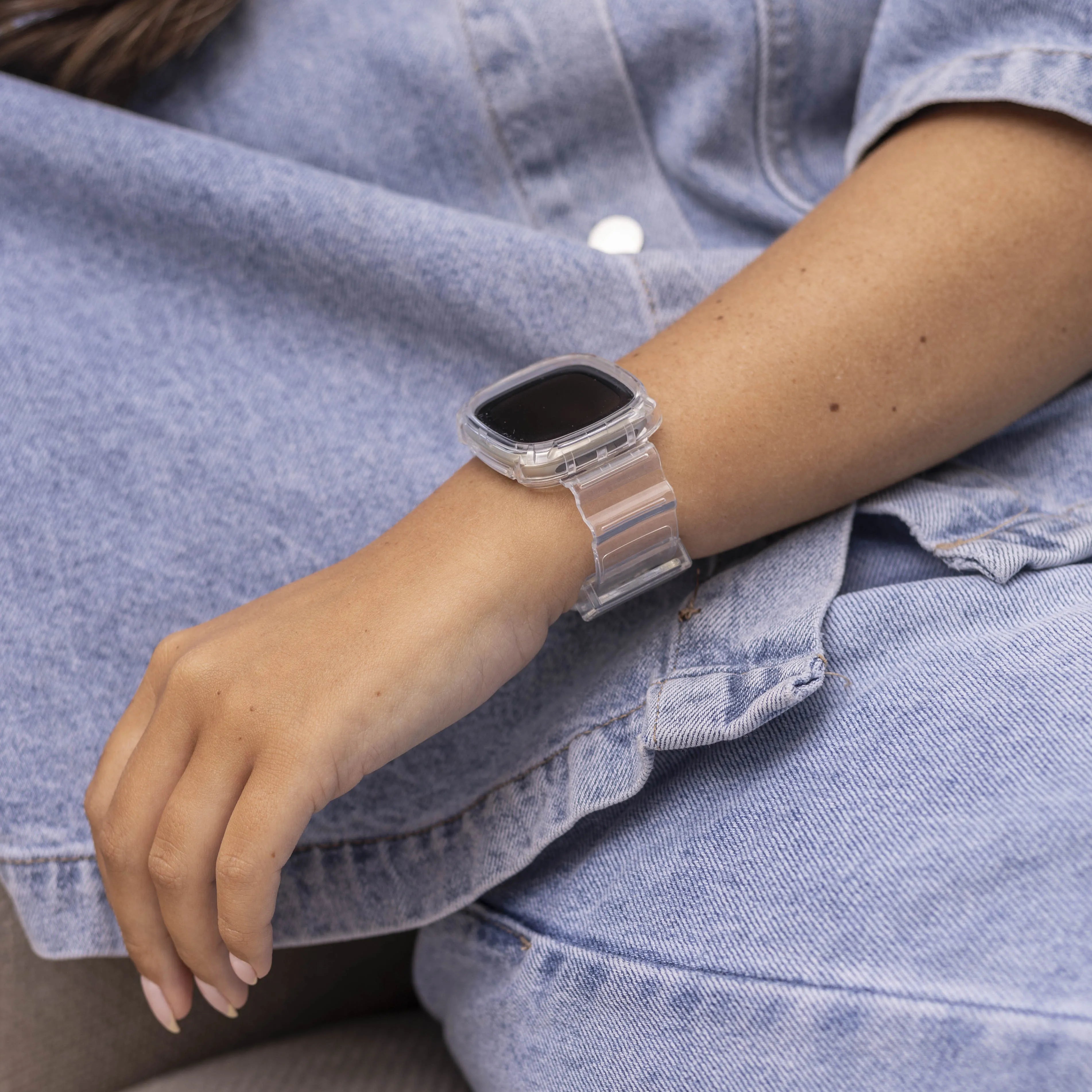 Fitbit Versa 3 Clear TPU Strap with Frame (Transparent)