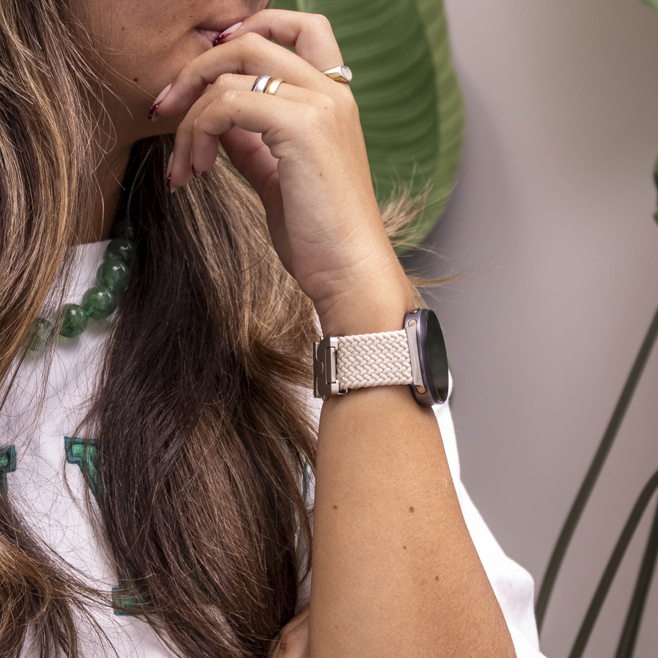 Samsung Galaxy Watch 8 - 40mm Braided Strap with P-Buckle (Starlight)