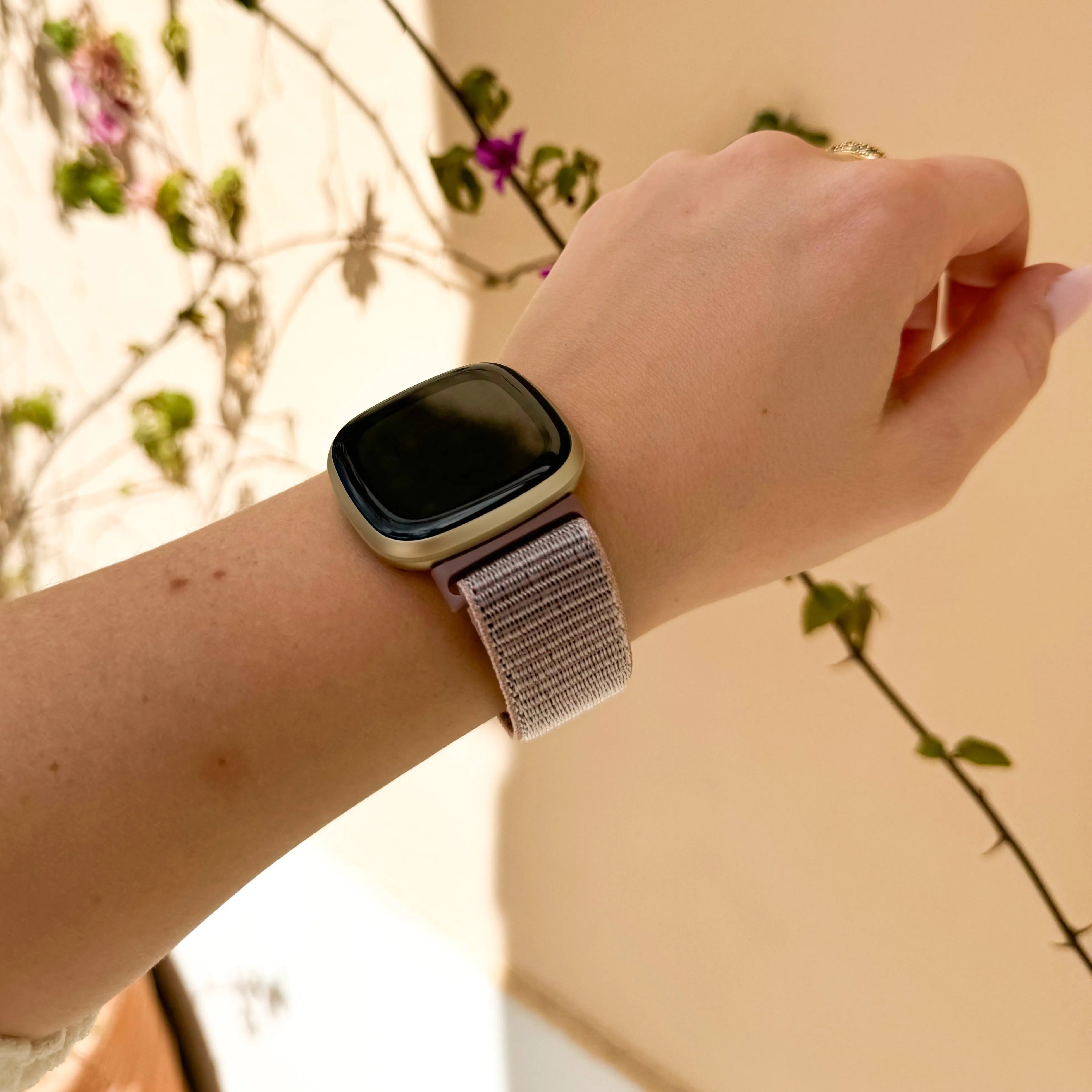 Fitbit Versa 3 Nylon Strap (Grey/Pink)