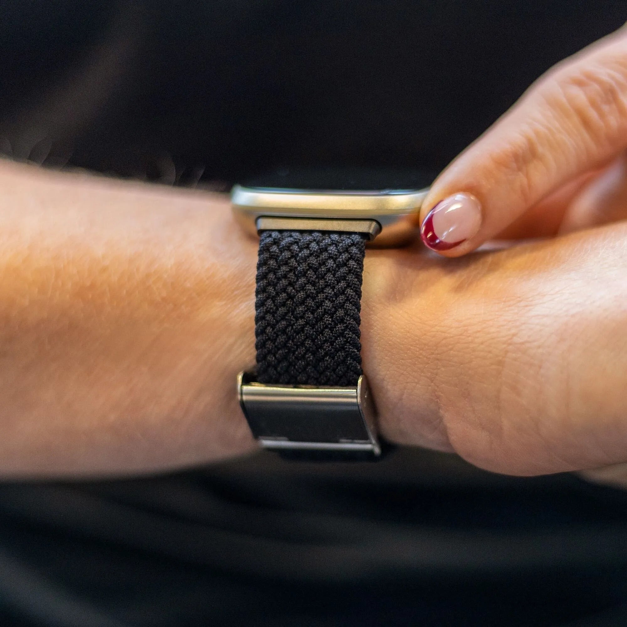 Fitbit Sense Adjustable Braided Nylon Strap (Black)