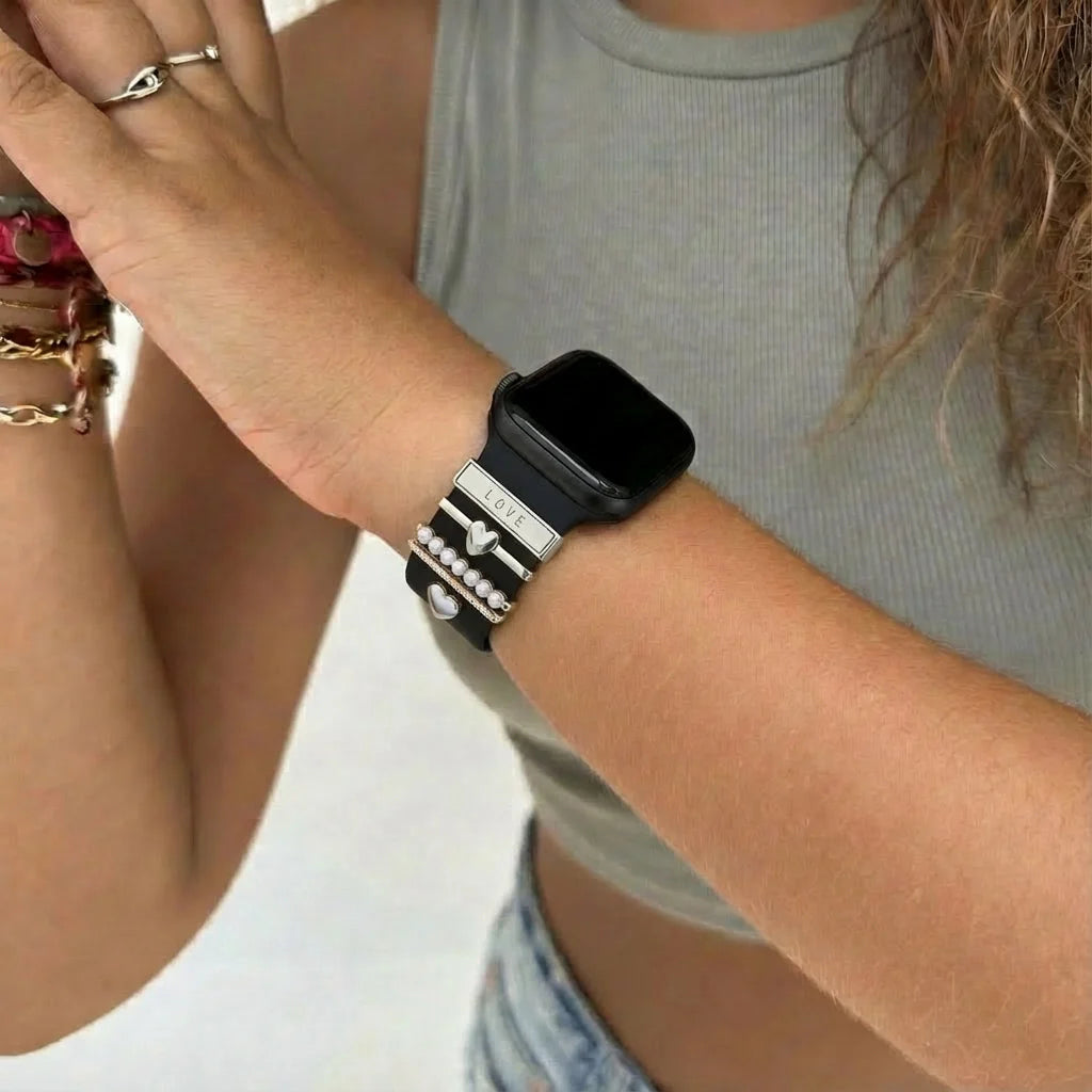 Watch Strap Charm - Hearts (Silver)