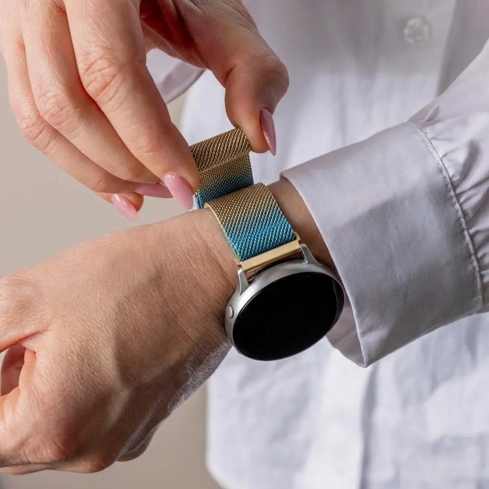 Samsung Galaxy Watch Active Milanese Strap (Blue-Gold)